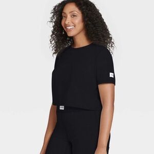 Jockey Women’s Cropped Organic Cotton‎ Tee NWT Black Size Small Short Sleeve